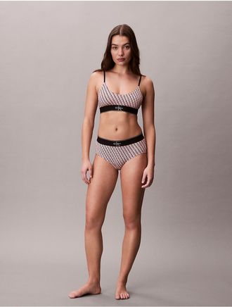 Calvin Klein Calvin Klein Womens Graphic Monogram Microfiber Stretch Unlined Bralette - Open Pink - XL