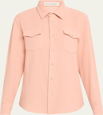 God's True Cashmere Peach Blush Cashmere Button-Down Shirt