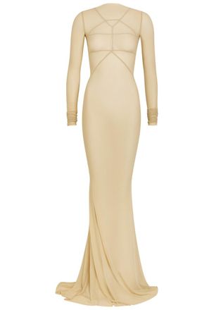 Rick Owens Temple Panelled Stretch-tulle Gown - Sand - 38 (UK6 / XS)
