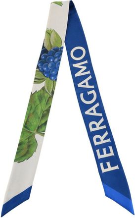 Ferragamo Wild Blueberry-Print Silk Bandeau