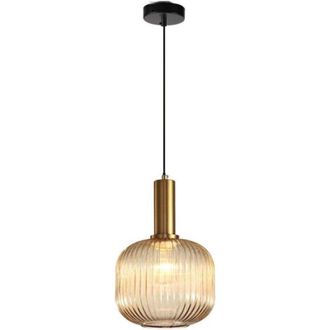 OEM L&aacute;mpara De Ara&ntilde;a Moderna, Portal&aacute;mparas Colgante Dorado Con Pantalla De Cristal &Aacute;mbar, L&aacute;mpara Colgante Led -crezuo