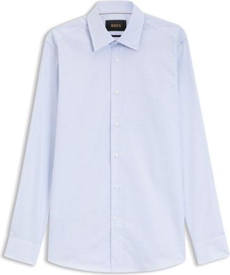BOSS Slim-fit shirt in wrinkle-resistant gingham-check cotton