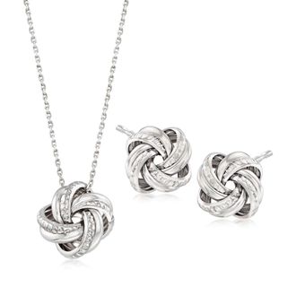 Ross-Simons Italian Sterling Silver Jewelry Set: Love Knot Necklace and Earrings