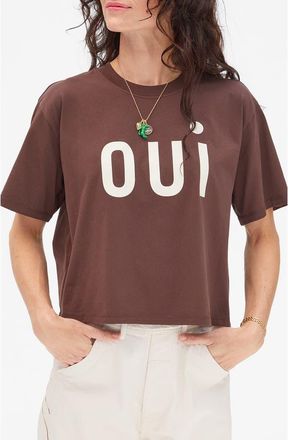 Clare Vivier Le Carre Oui Graphic T-Shirt in Chocolate at Nordstrom Rack, Size Xx-Large