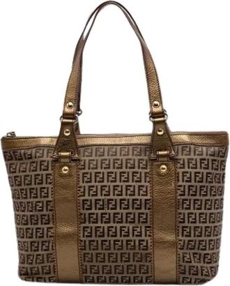 Fendi Pre-owned Tote Bags, female, Brown, Size: ONE SIZE Pre-owned Vintage Canvas Tote