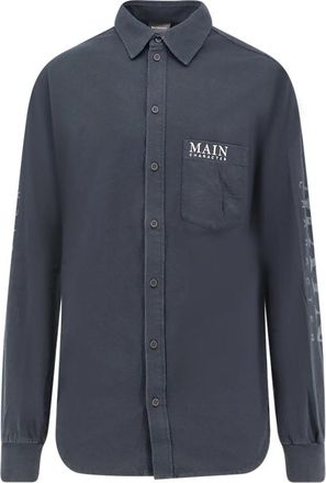 Balenciaga Geborduurd knoopshirt met print - Heren - Casual Overhemden - Zwart - M - Katoen - Overhemden