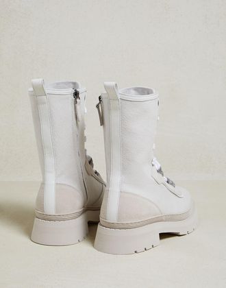 Brunello Cucinelli Canvas Lace-Up Boot - White