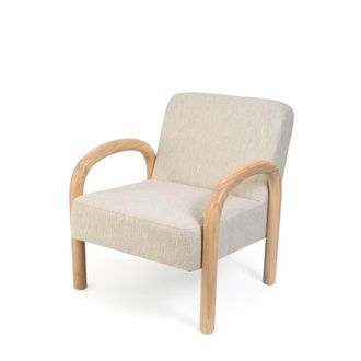 Koketto Home Butaca baja moderna con estructura de madera y tejido beige