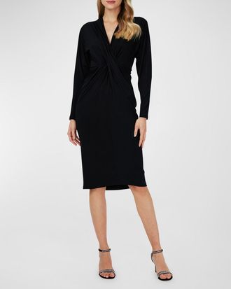 Diane Von F&uuml;rstenberg Sylvia Ruched Crossover Jersey Midi Dress