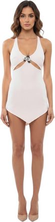 DAVID KOMA Light Pink Scoop Neck Mini Dress
