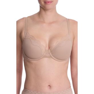 Natori Elusive Lace Plunge T-Shirt Bra in Cafe at Nordstrom, Size 40G