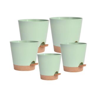 OEM Macetas De Pl&aacute;stico, De 18/16,5/15,5/14/12,5 Cm, Con Autorriego Y Plato, Ideales Para Interiores Y Exteriores, Balcones Y Jardines