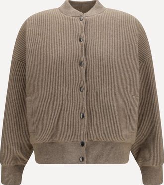 Brunello Cucinelli Bomber in cashmere a coste Woman M