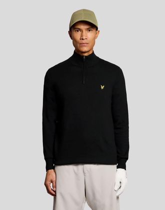 Lyle & Scott maglione da golf in maglia mezza zip nero jet z865