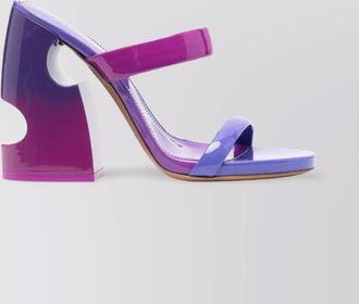 Off-white leather block heel sandals with open toe