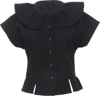 Comme Des Gar&ccedil;ons Comme Des Garcons s felt collar peplum structu top