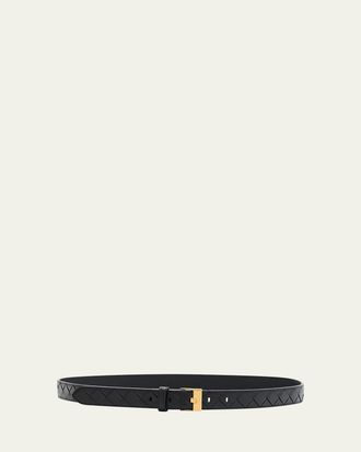 Bottega Veneta Watch-Buckle Intrecciato Leather Belt