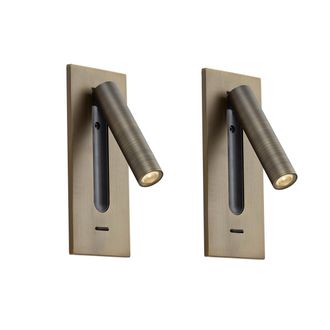 QAZQA Qazqa Juego De 2 Apliques Modernos Bronce Oscuro Con Led - Plaza