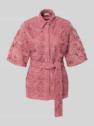 Jake*s Bluse aus Spitze mit Bindeg&uuml;rtel in Altrosa, Gr&ouml;&szlig;e 32