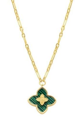 Adornia Clover Enamel Pendant Neckace in Green at Nordstrom Rack