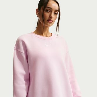 Nike Womens Nike Sportswear Phoenix Fleece Oversized Crew-Neck Sweatshirt in Pink | FZ4270-663