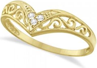 Allurez Antique Style Chevron Diamond Ring 14k Yellow Gold (0.05ct)