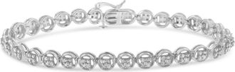 House of Brilliance 925 Sterling Silver 1/4 Cttw Diamond 7 Open Circle Wheel Link Tennis Bracelet (I-J Color, I2-I3 Clarity)