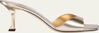 Jimmy Choo London Skye Metallic Leather Slide Sandals