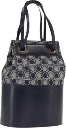 Ferragamo Pre-owned Bucket Bags, female, Blue, Size: ONE SIZE Pre-owned Canvas Shoulder Bag
