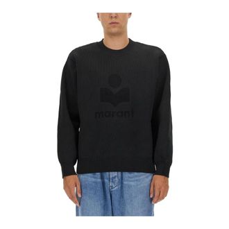 Isabel Marant Isabel Marant, Round-neck Knitwear, male, Black, Size: S Embroidered Logo Sweater