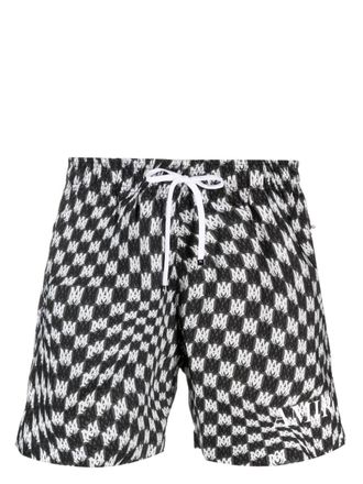 Amiri Wavy MA-logo drawstring-waisted swim shorts - men - Polyester/Polyester - XXXL - Black