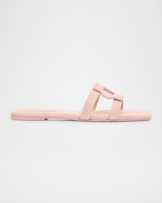 SIMKHAI Monogram Suede Flat Slide Sandals