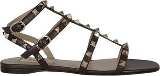 Valentino Rockstud Sandal - female - Valentino - Flat Sandals - Brown - 3 UK - Shoes