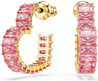 Swarovski Matrix Crystal Heart Hoop Earrings in Pink at Nordstrom