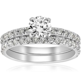 Pompeii3 1 ct Diamond Engagement Wedding Ring French Pave Set 14k White Gold