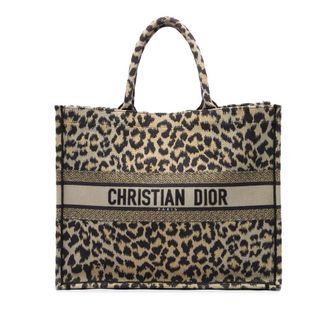 Dior Pre-owned Dior Mizza Large Embroidered Canvas Leopard Book Tote Ladies BLS2N3ZAVEB4LJMY