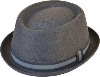 Hawkins Adults Unisex Classic Tweed Pork Pie Hat in Grey, Medium/Large