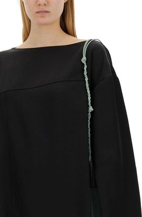 Jil Sander Asymmetrical Viscose Silk Blouse - Black