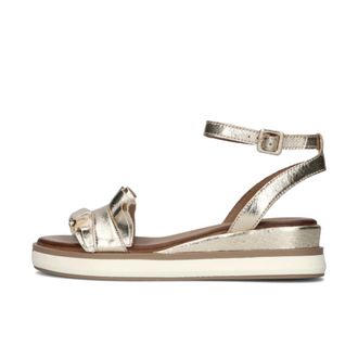 Inuovo Inuovo, Schoenen, Dames, Geel, 40 EU, Leer, Gouden Sandalen met Ruffle Detail