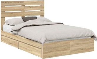 vidaXL Storage Bed with Drawer Sonoma Oak 120 x 190 cm Engineered Wood vidaXL
