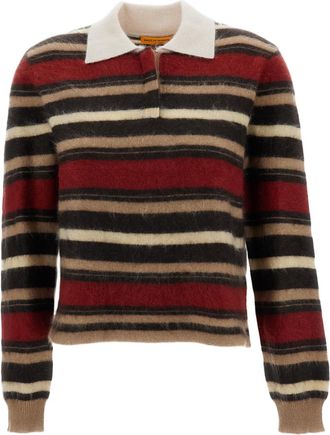 Guest In Residence Multicolor Grizzly Cropped Boucl&eacute; Cashmere Rugby Polo Shirt