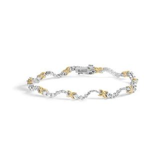 House of Brilliance 10K Two-Tone 2.00 Cttw Diamond X and Wave Link Bracelet - 7 Inches in Yellow at Nordstrom