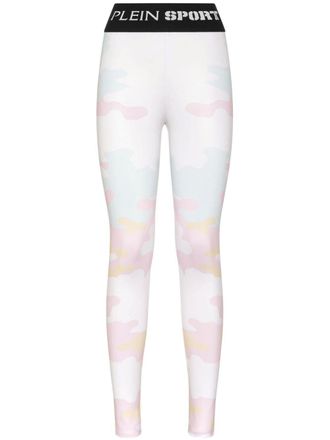 Plein Sport Leggings con stampa camouflage - Bianco