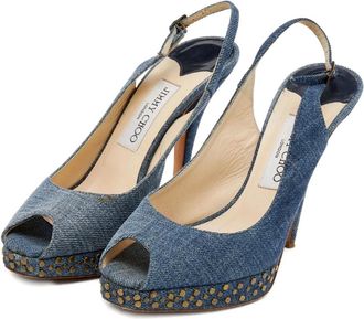Jimmy Choo London 120mm denim sandals - Blue