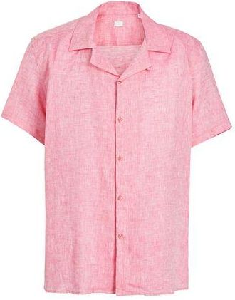 8 by YOOX LINEN CAMP-COLLAR S/SLEEVE SHIRT