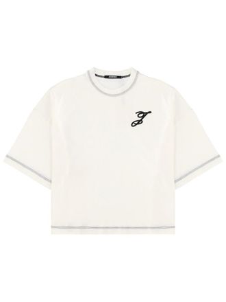 Jacquemus Neutrals Letro Contrast Stitching T-Shirt