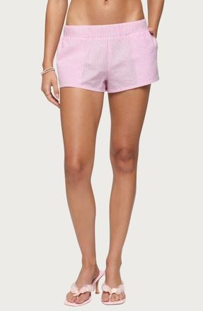 Edikted Amaliah Striped Shorts in Pink at Nordstrom, Size X-Large