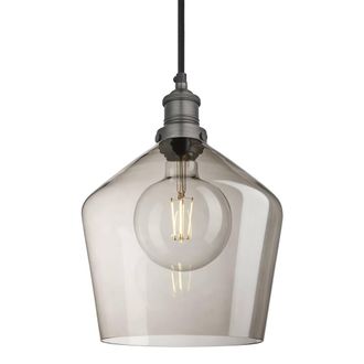 Industville Brooklyn Smoked Glass Schoolhouse Pendant Light - 10 Inch - Mocha in Grey | Size: 10 inches