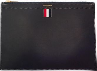 Thom Browne Kleine Documenthouder - Heren - Clutches - Blauw - ONE Size - Leer - Tassen