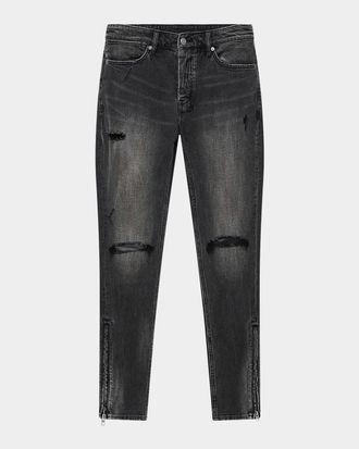 NEW KSUBI Men's Soild Black Ripped Pants High Street